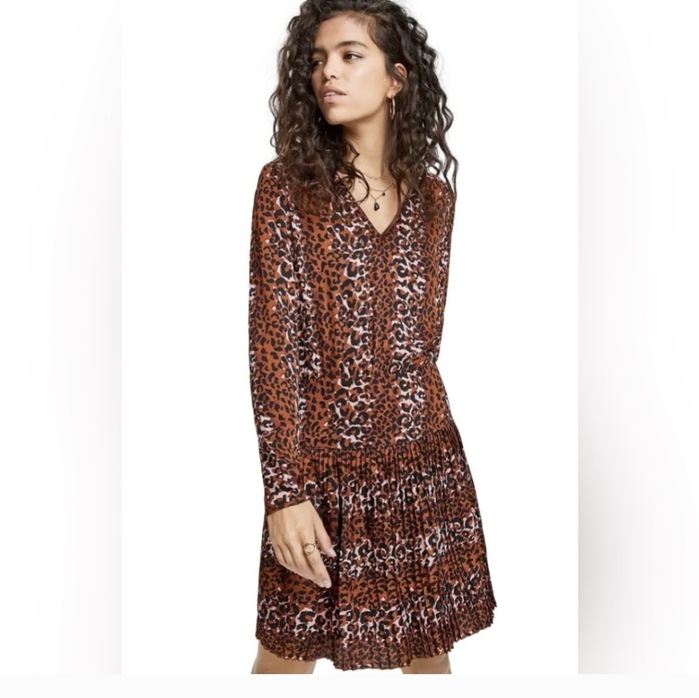 Scotch & Soda Animal Print Long Sleeve Dress Sz.XS